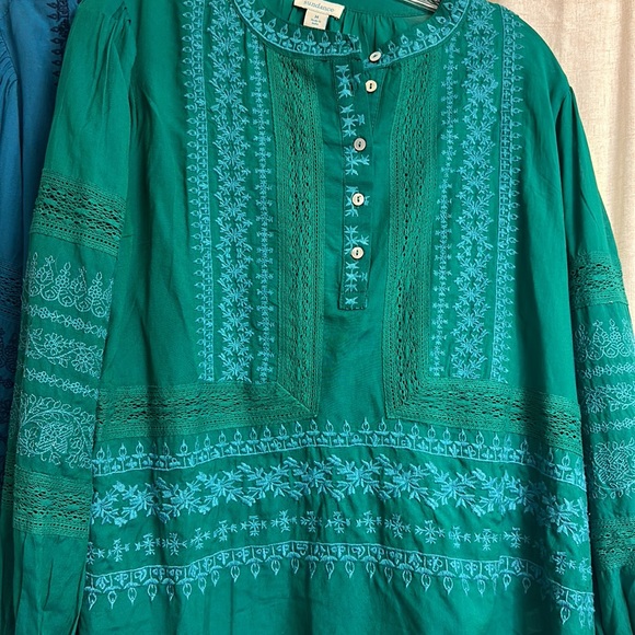 Sundance embroidered cotton top -green. - Picture 2 of 3